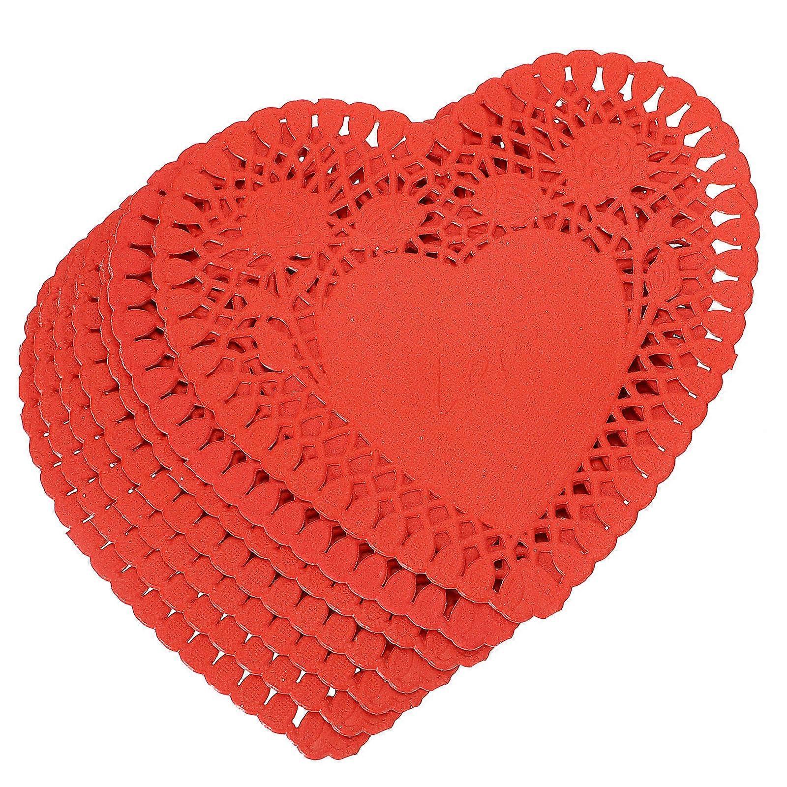 Mini-Herzdeckchen-Papiertischsets zur Dekoration, 100 rote Blatt, Set