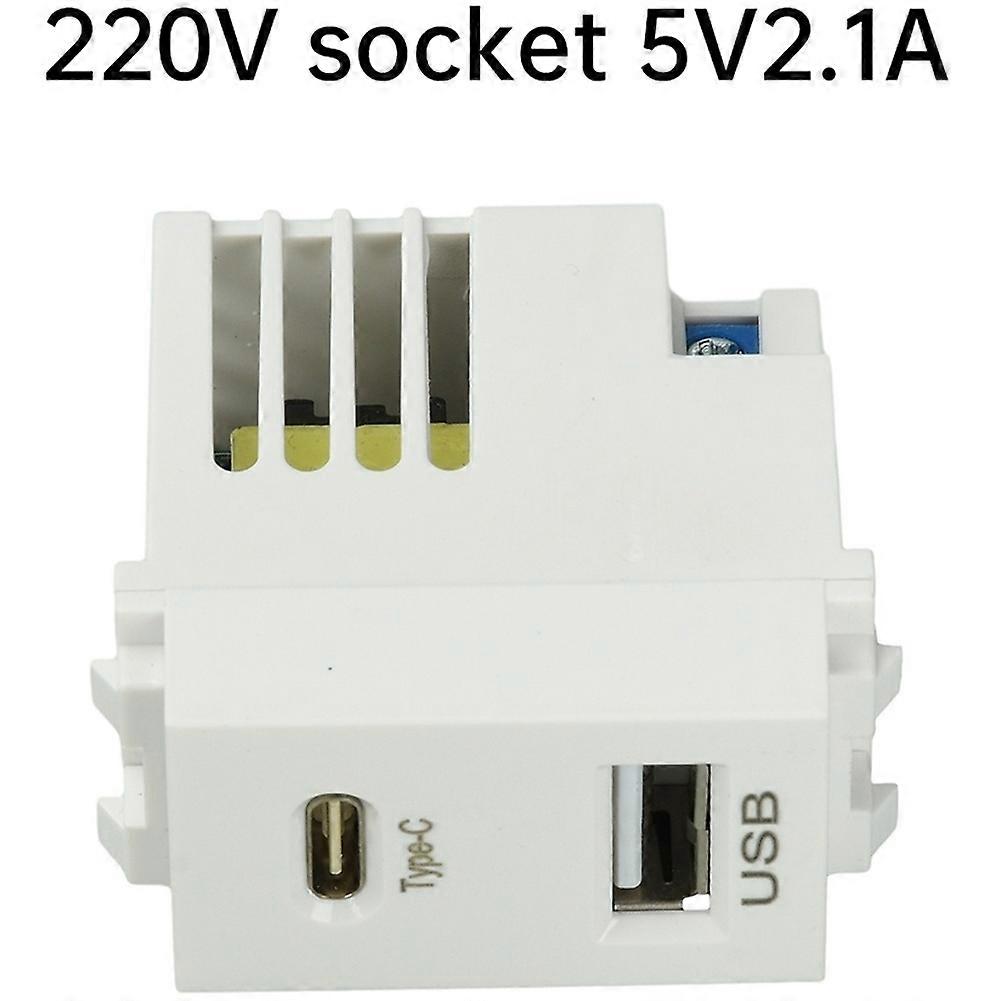 Type 128 USB Power Module 220V Socket 5V2.1A Dual Port USB+Type C Charging Socket Module