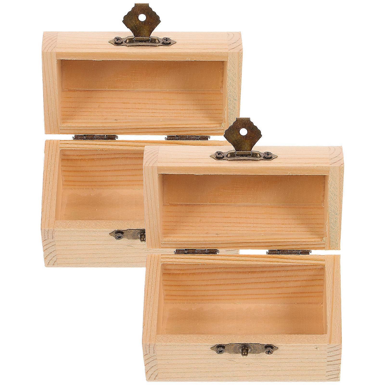 2Pcs Solid Wooden Arc Design Storage Boxes Gift Boxes Treasure Boxes (Small)