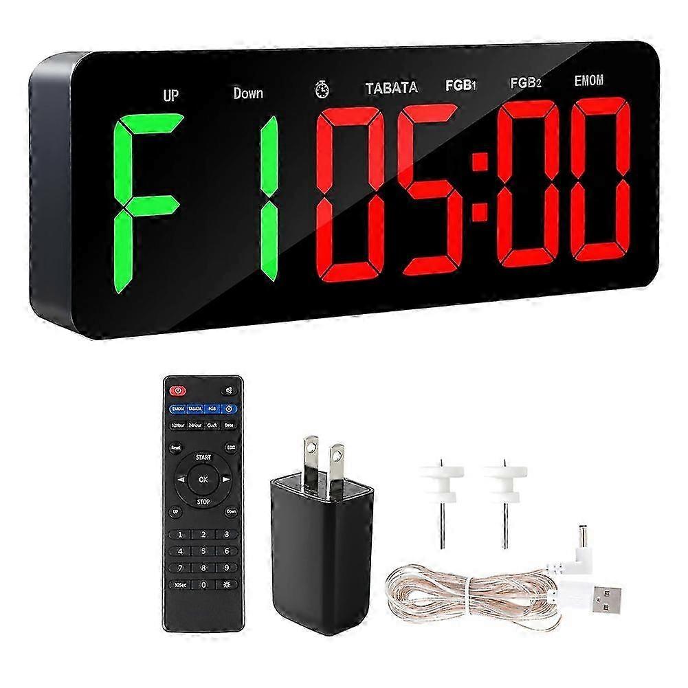 Gym Timer Clock compatible withTabata/FBG/EMOM - Large Workout Clock compatible withHome Gym with Remote Control, Count Down & Up US Plug