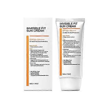 Invisible Fit Sunscreen | Krem przeciwsłoneczny SPF 50 z podwójną ochroną UV-A/UV-B | Nie powoduje białych śladów, nie powoduje podrażnień, nawilża, lekki, rozświetlający krem ​​przeciwsłoneczny do twarzy i ciała