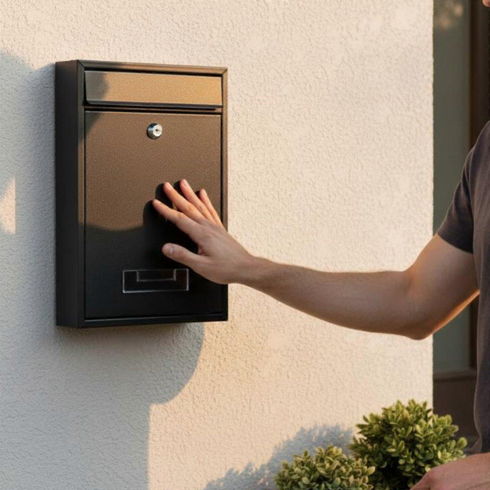 Wall Mount Mailbox Includes 2 Keys Key Lock Mail Container Weather-Resistant