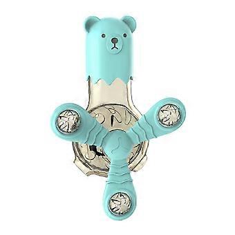 Interactive Cat Slow Feeder Toy Rotatable Fan Treat Dispenser Wall Mount Lake Blue