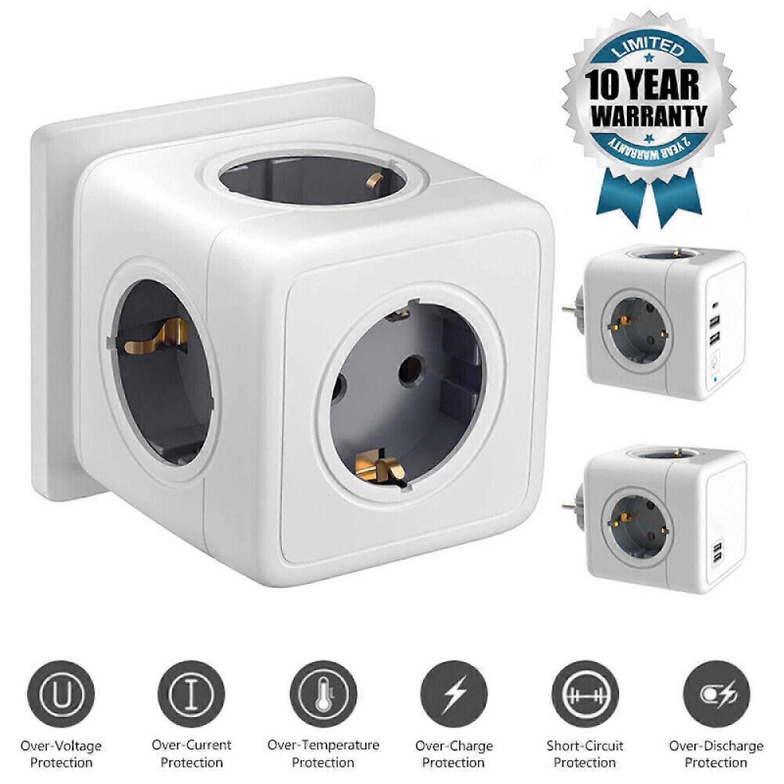 Socket outlet cube without cable 5/4 compartment multiple socket outlet socket outlet adapter Cube 1X -GSL