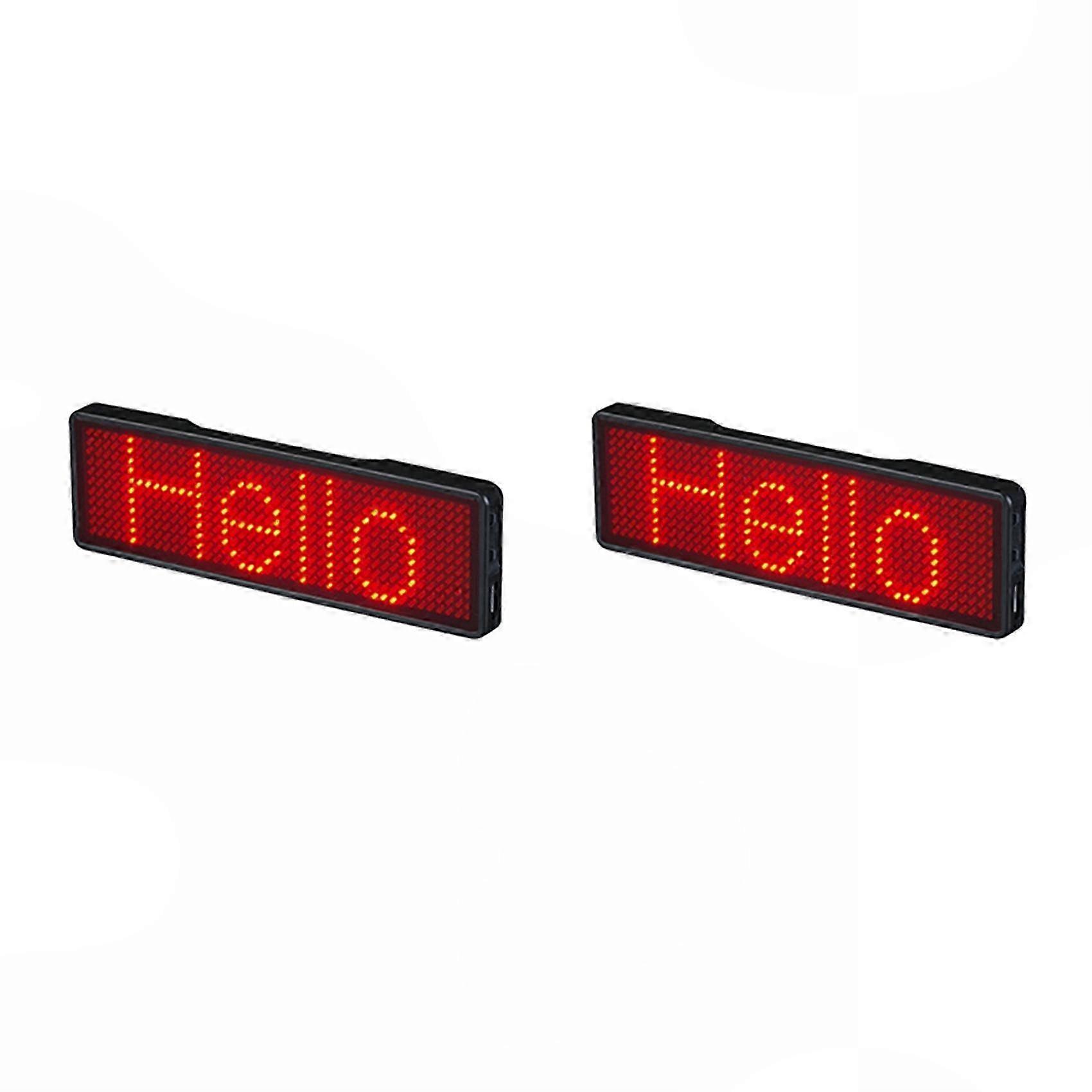 2X Bluetooth LED Name Badge, Rechargeable DIY Programmable Scrolling Message Board, Type 2