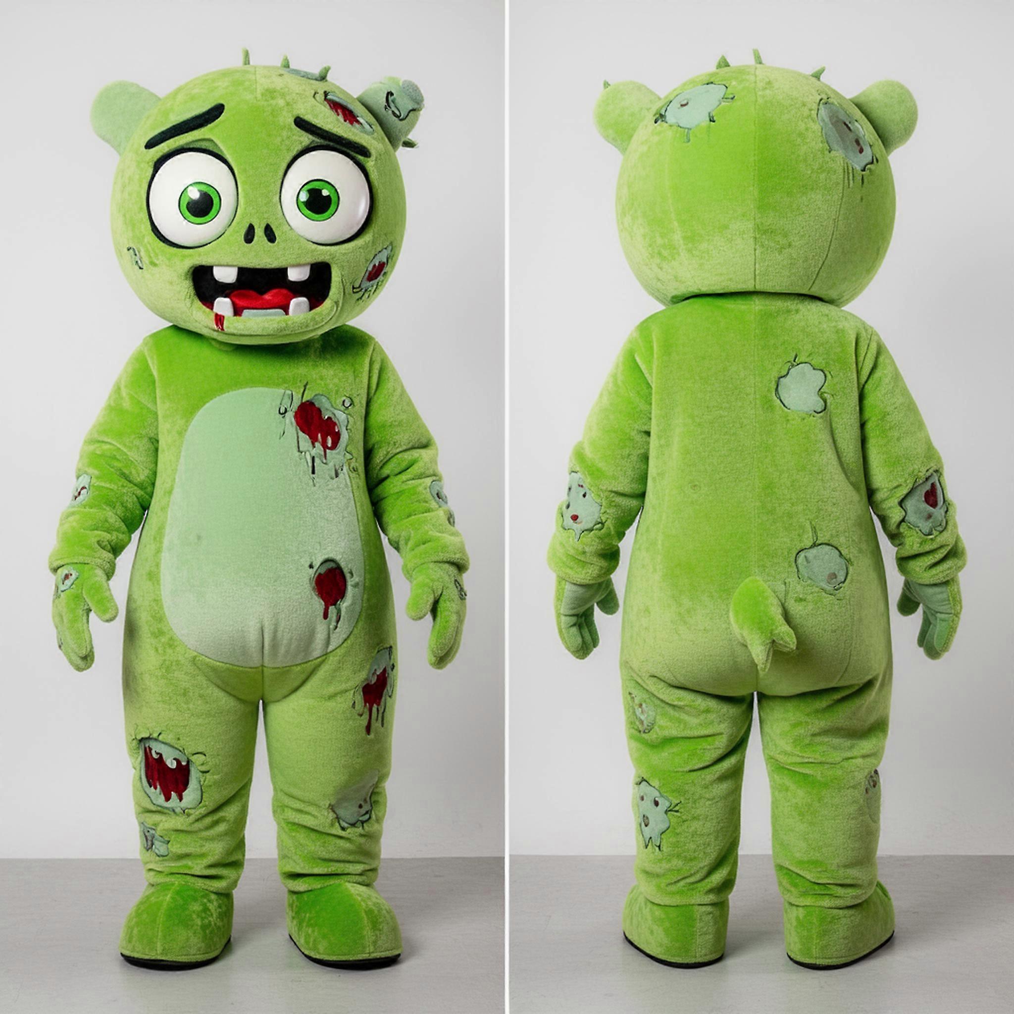 MASTICOT Lime Green Tattered Zombie Mascot
