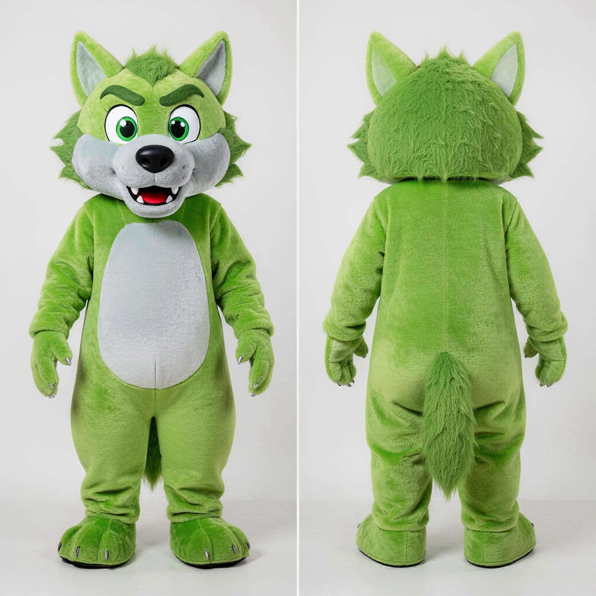 MASTICOT Lime Green Playful Werewolf Mascot