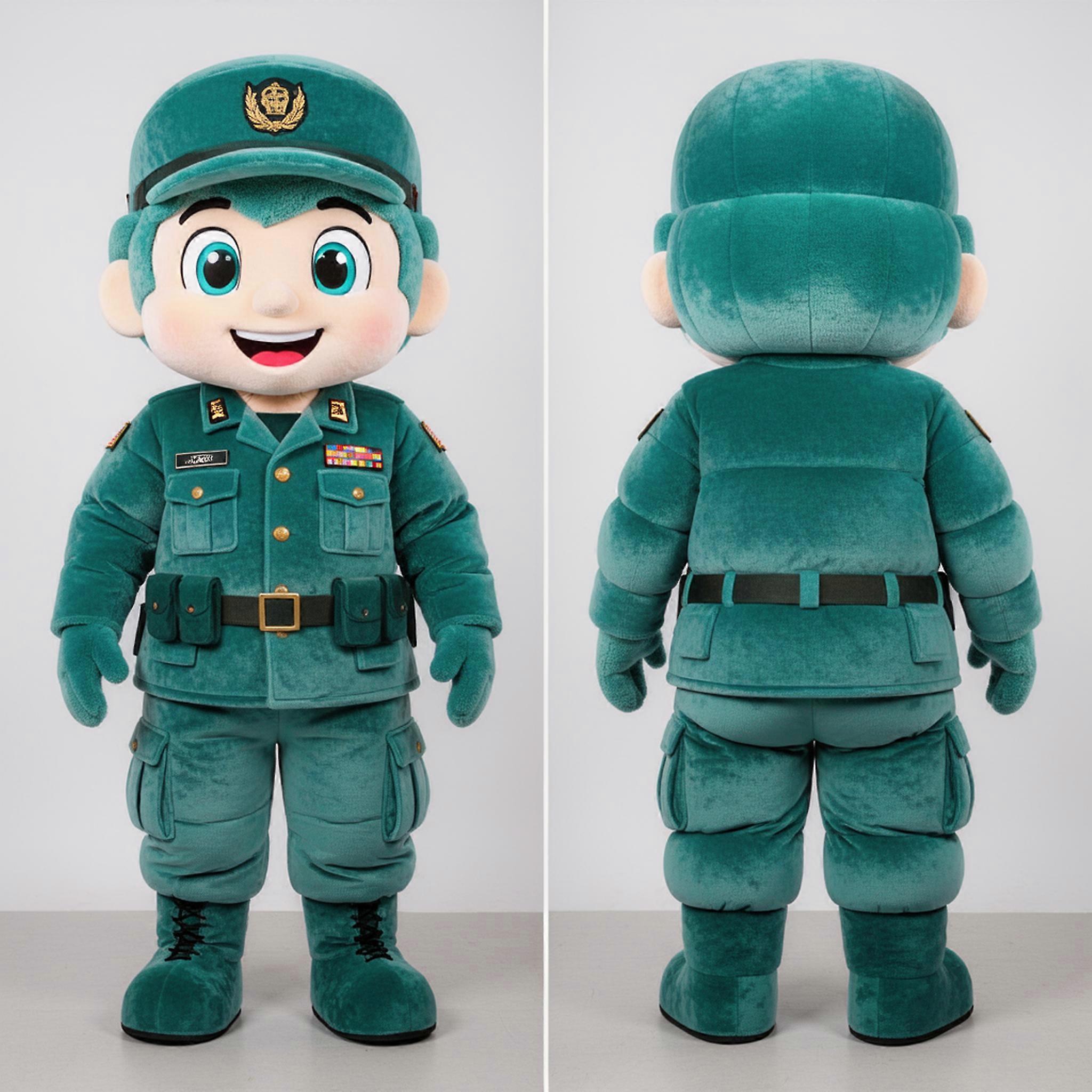 MASTICOT Teal Padded Army Soldier Mascot