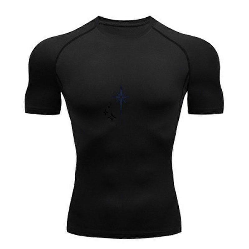Men's Star Pattern Compression Athletic T-Shirt, Breathable