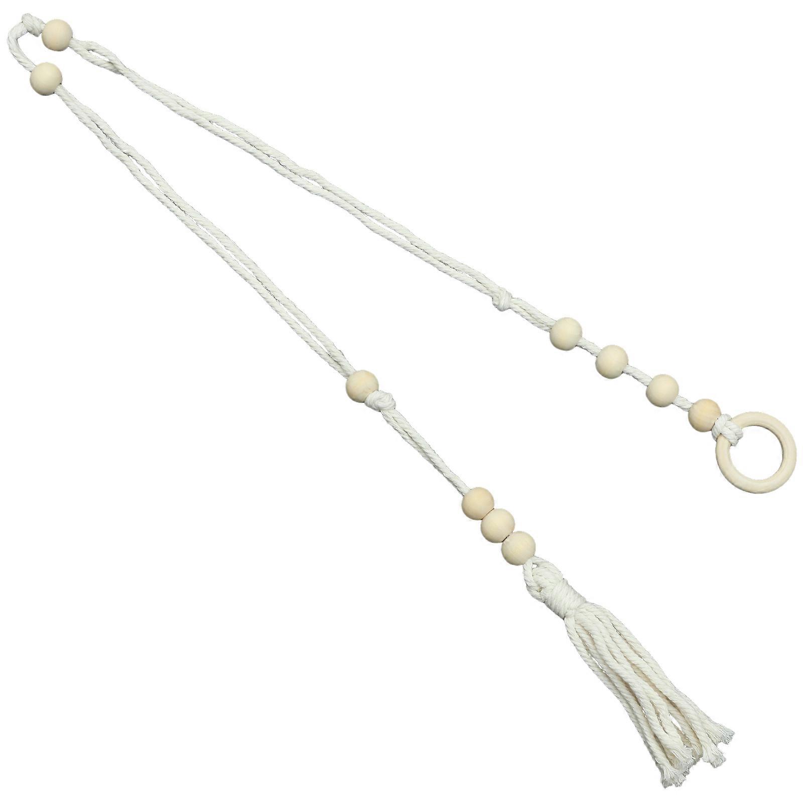 Hat Storage Rack Macrame Hat Hanger for Wall Beige Cotton Material