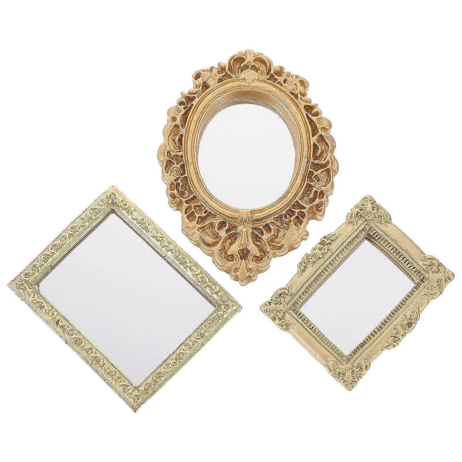 Miniature Mirror Mini Decor Tools for Home Use 3Pcs Set