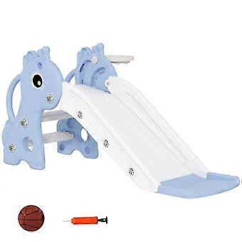3-in-1 slide for children, giraffe shape, basketball hoop, ball, blue