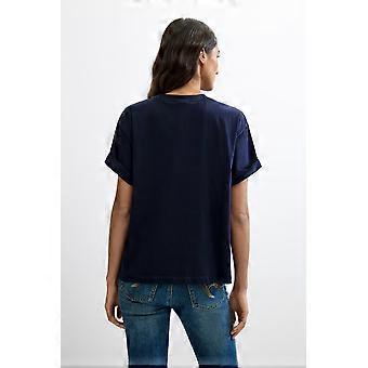 Desigual Face Tshirt Blue Cotton with Abstract Graphic Print 26WWTK35