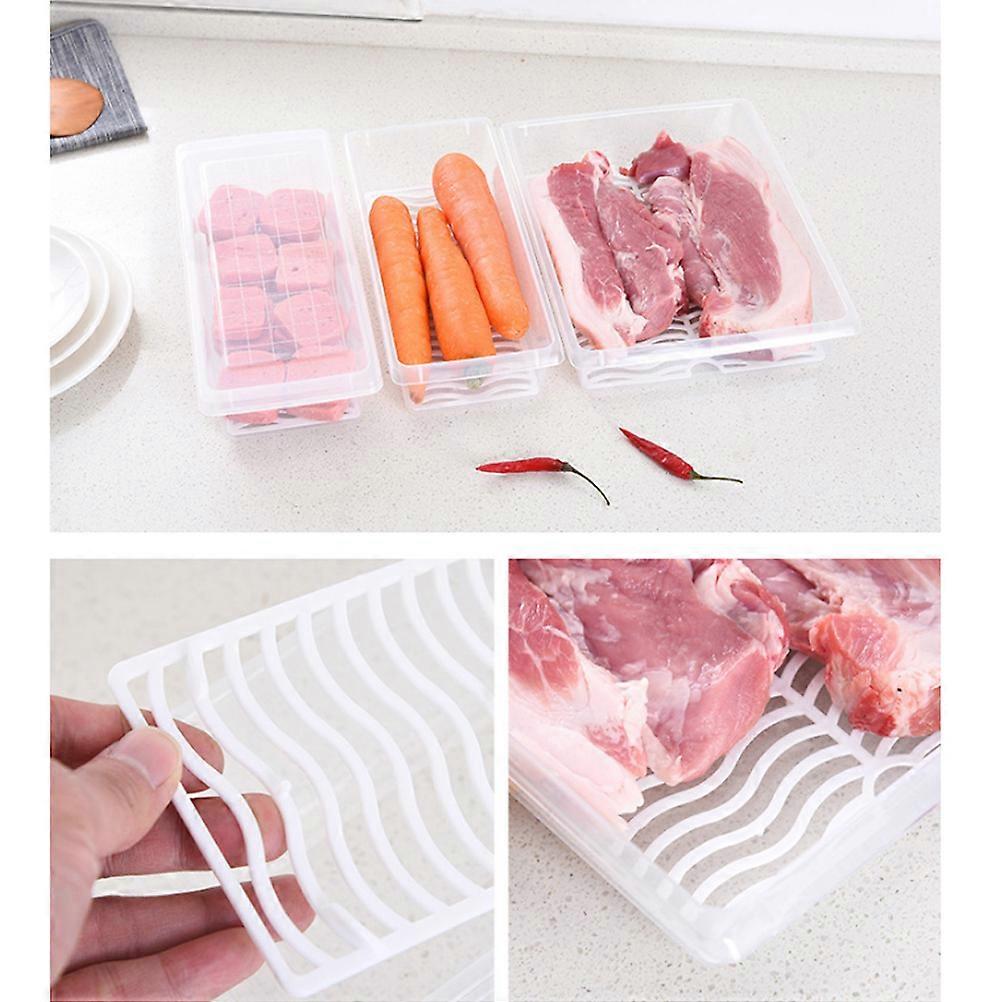 Refrigerator Storage Box for Food Saving White Rectangular Container
