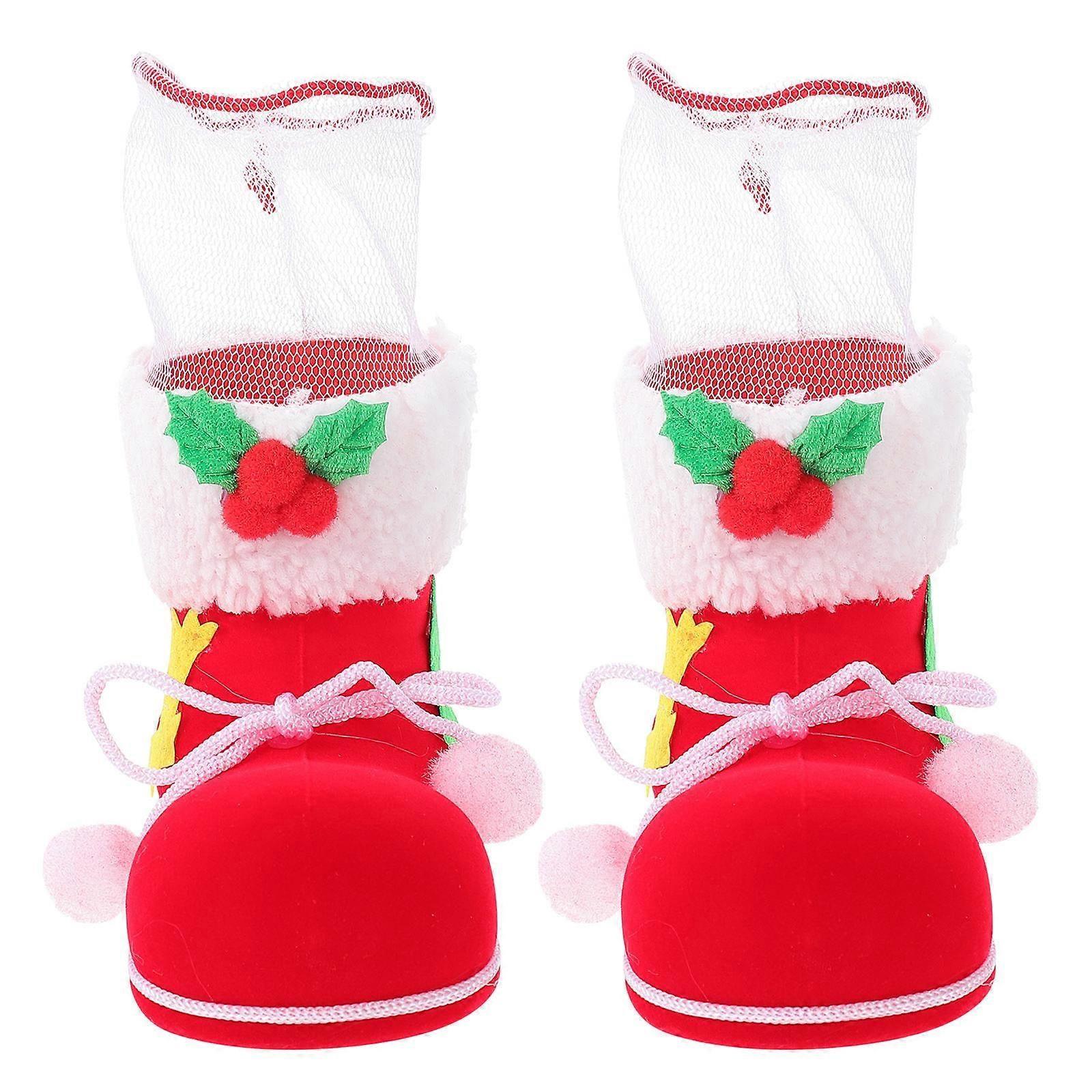Christmas Candy Bag Xmas Boot Shape for Gift Storage 2Pcs