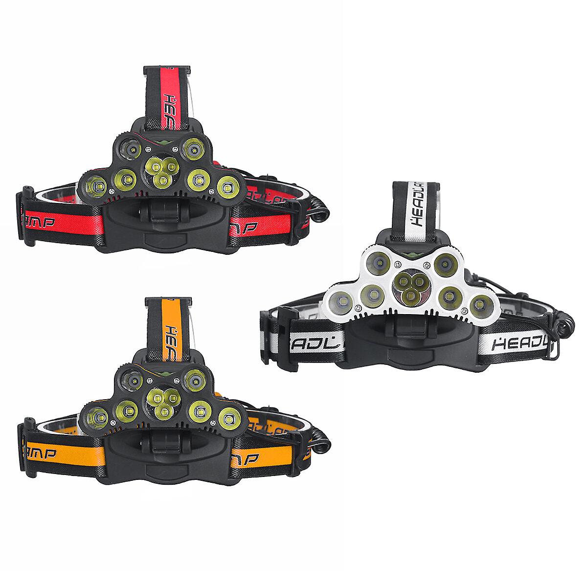 2501-B 6-modes 7xt6+2xq5 Led Outdoor Head Torch Waterproof Ultra Bright Headlamp With Sos Whistle