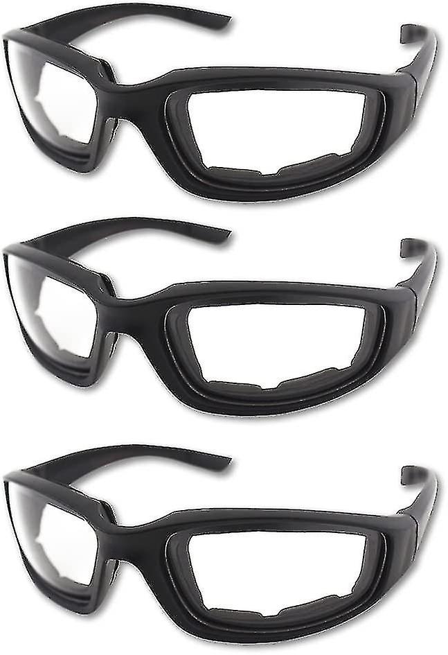 3pcs Motorcycle Riding Glasses Padding Goggles Uv Protection Dustproof Windproof