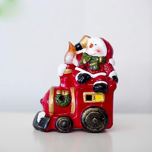 2 Pcs Christmas Painted Creative Ceramic With Lamp Desktop Decoration