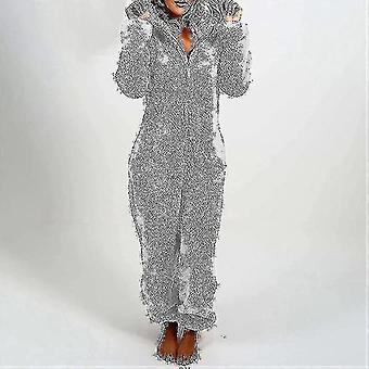 Overall Damen Jumpsuit Aus Teddy-Fleece – Kuscheliger Einteiler Mit Kapuze Und Reißverschluss