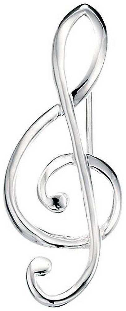 Beginnings Treble Clef Brooch - Silver