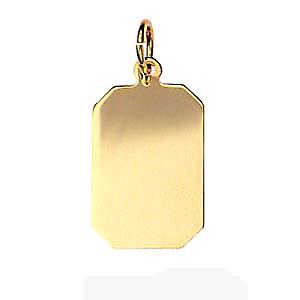 9ct Gold 18x12mm plain rectangular Disc