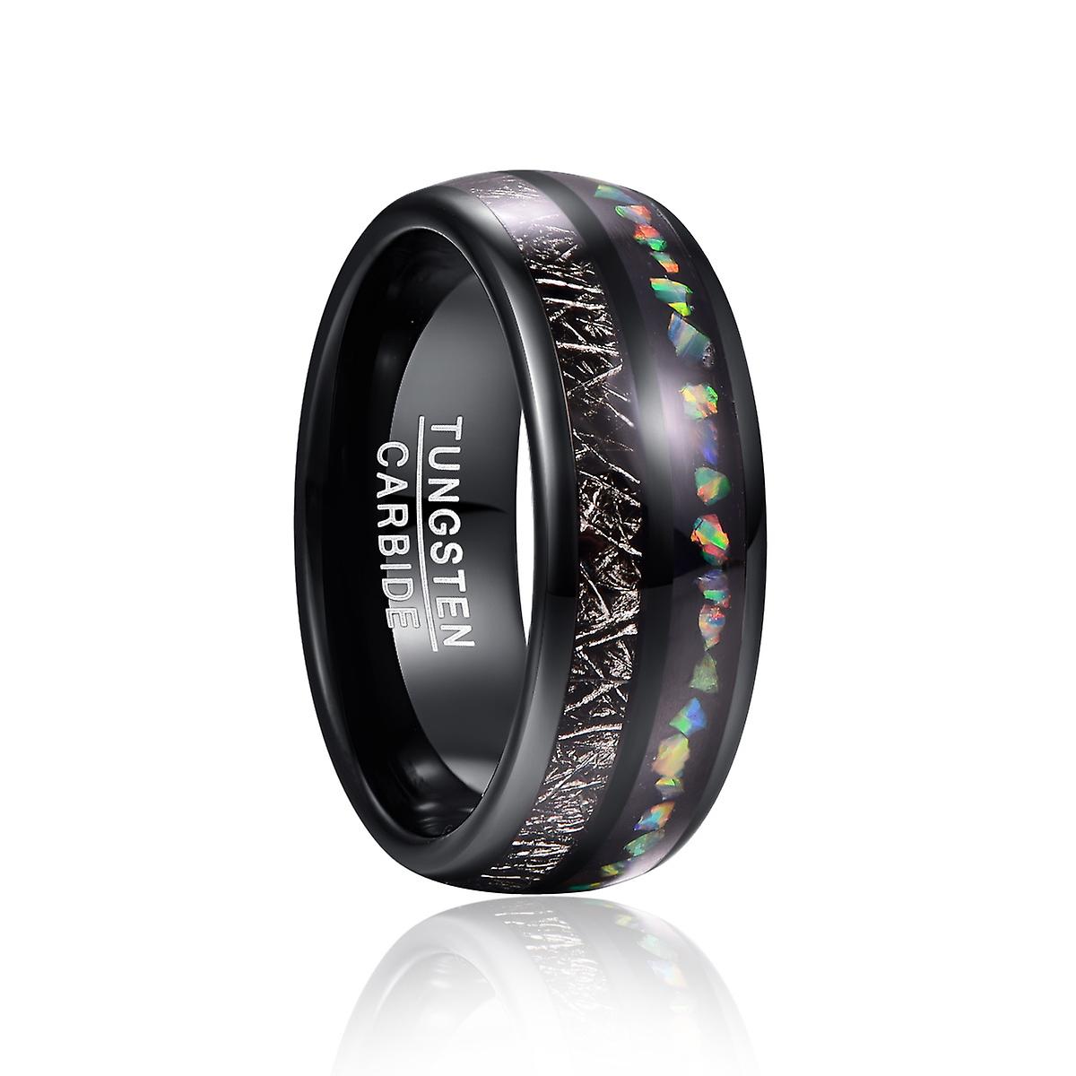 8mm Width Men's Opal Tungsten Carbide Steel Ring