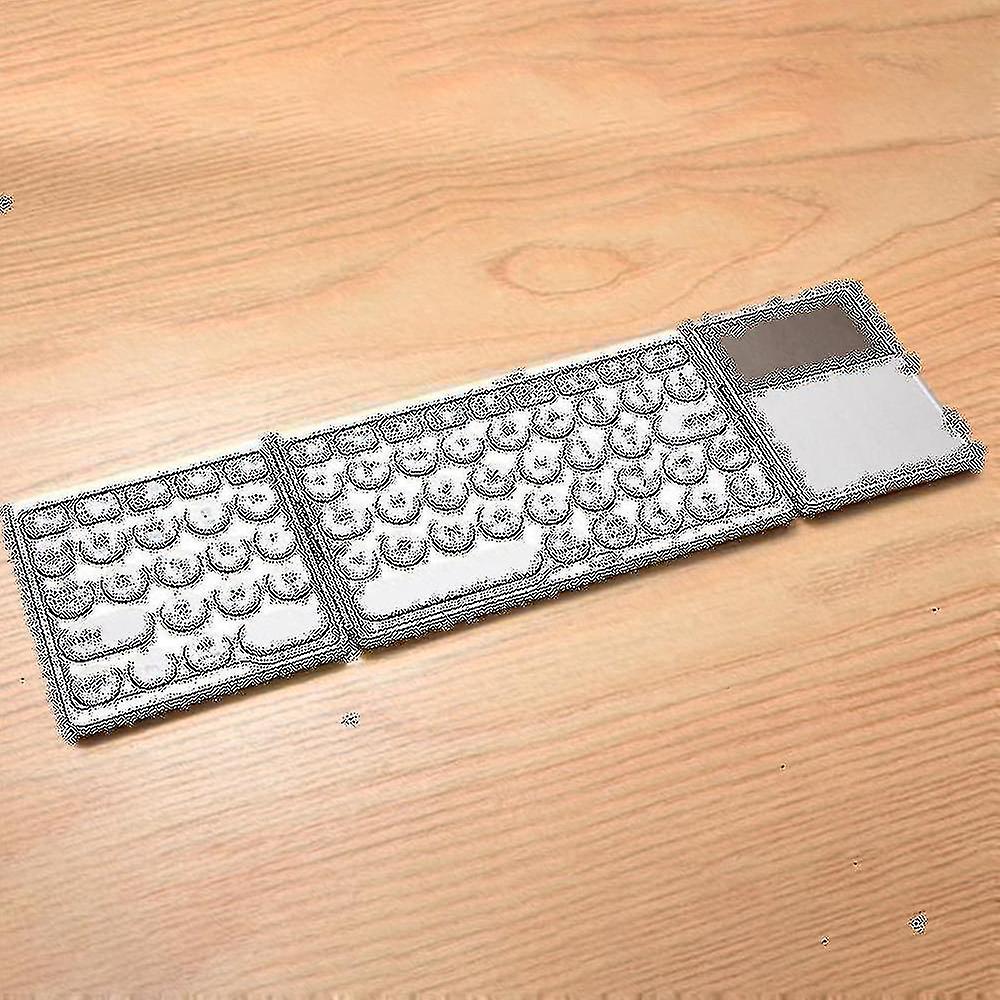 Foldable Bluetooth Keyboard Wireless Keypad With Touchpad Rechargeable For Tablet Notebook Android Windows Phone, Silver
