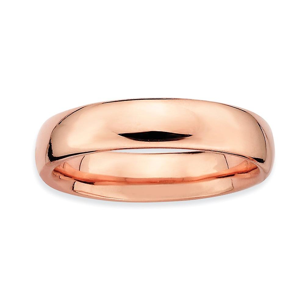 925 Sterling Silver Stackable Pink Plated Polished Ring Stackable Ring for Women - Ring Size: 5 to 10