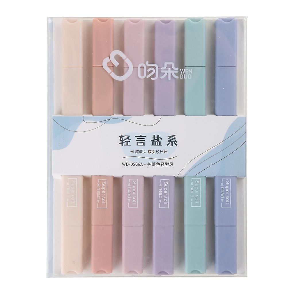 6 Colors Highlighters No Bleed Double-Head Highlighter Aesthetic Highlighters