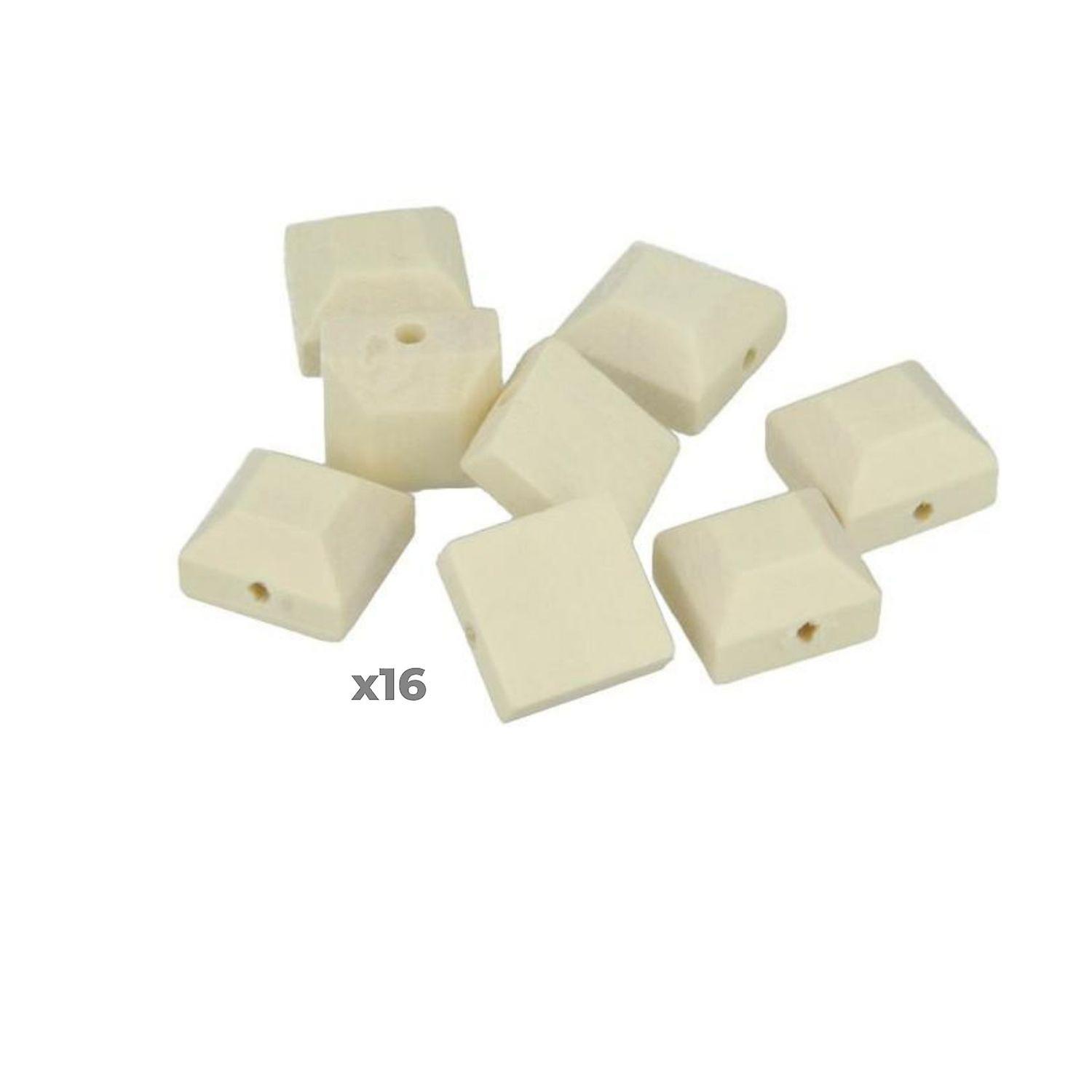 16 square cabochon wooden beads 10 x 4 mm