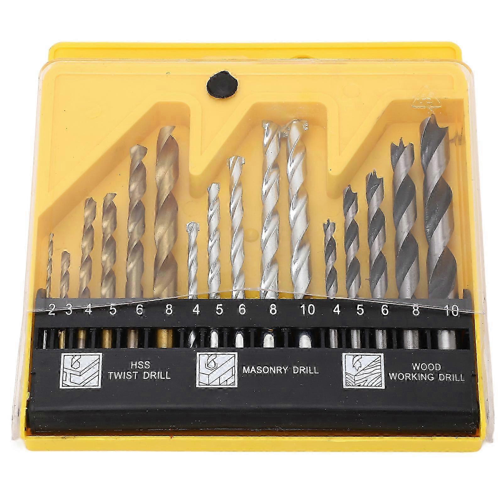 Qukaim Twist Drill Bit Tool 16PCS Twist Drill Bit Set, High Speed Steel Straight Shank Drill Bits for Wood and Plastic, HSS Twist Drill Bit Tool,