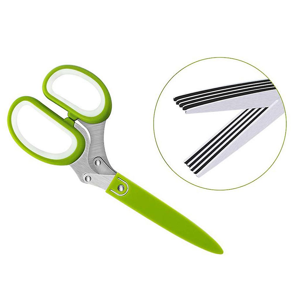 Herb Scissors 5-Blade Kitchen Cutter 19.5x8x2cm with Brush