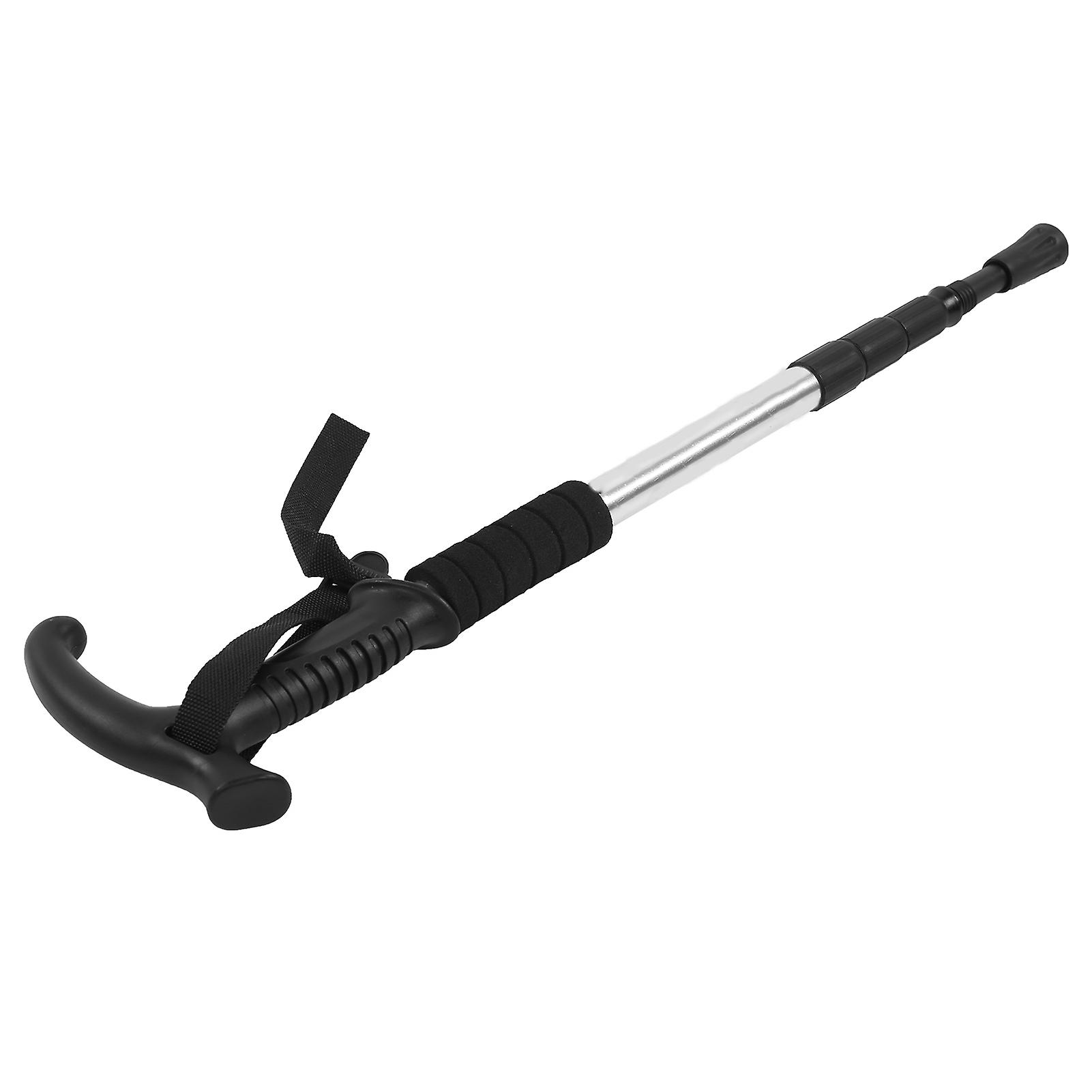 Outdoor 4Section Walking Stick High Strength Aluminum Alloy Hiking Poles AntiSlip Canes for Elderly(Silver )