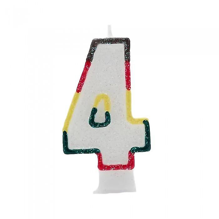 Kaleidoscope Glitter Double Sided 4th Birthday Candle