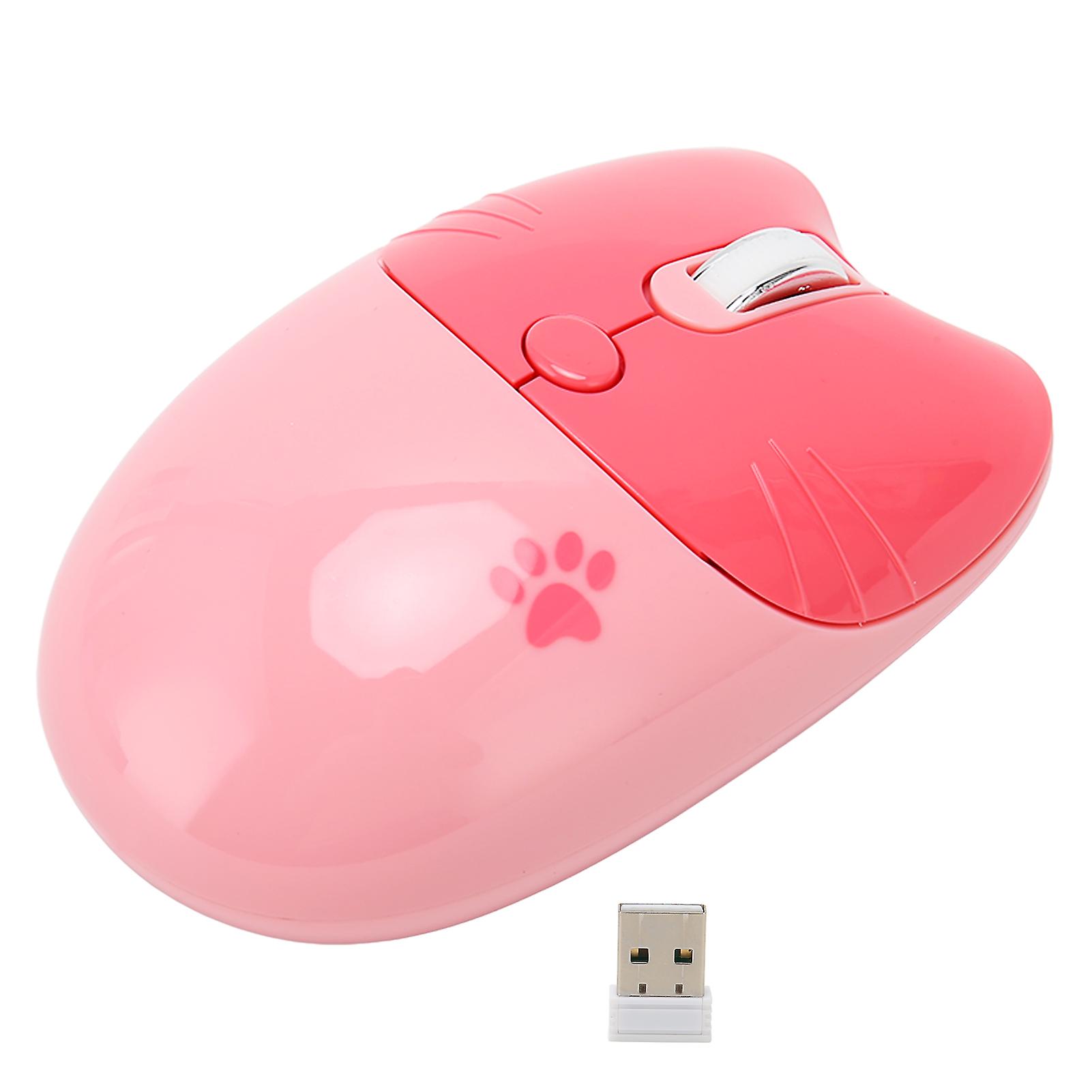 Wireless Mouse BT5.1 Or 2.4GHz Silent Click Adjustable DPI Auto Sleep Office Mouse for Girl Working Family School Cafe Pink 