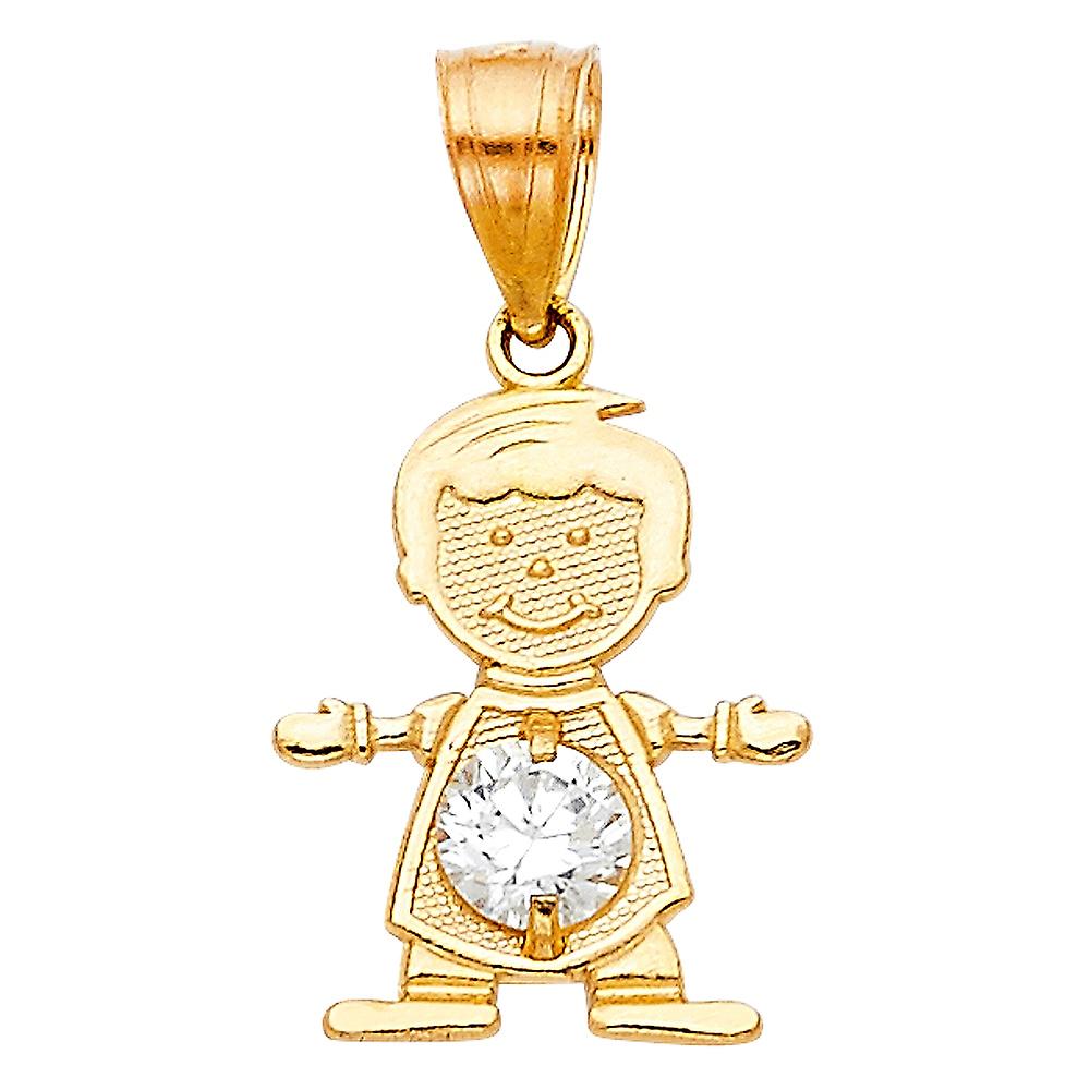 14Kイエローゴールド4月の誕生日12x17mmペンダントネックレスペンダント女性用 - .9グラム