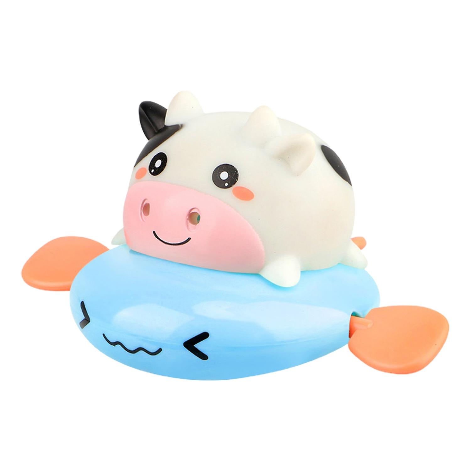 Baby Bath Toy Floating No Battery Required Cartoon Dairy Cow Riding Flying Fish Water Spray Toddlers