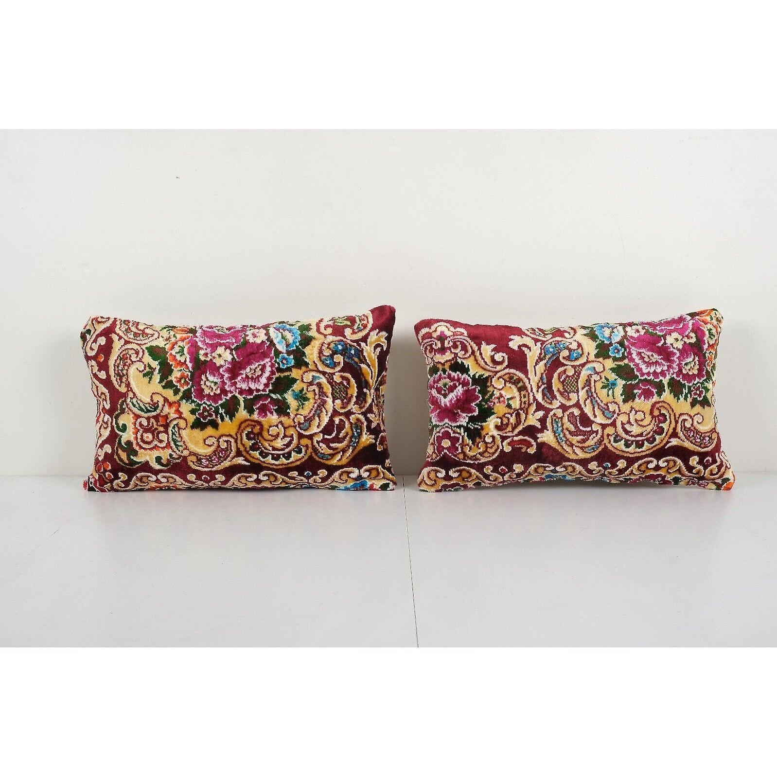 Antique Carpet Rug Pillow, Faded Unique Long Soft Color Lumbar