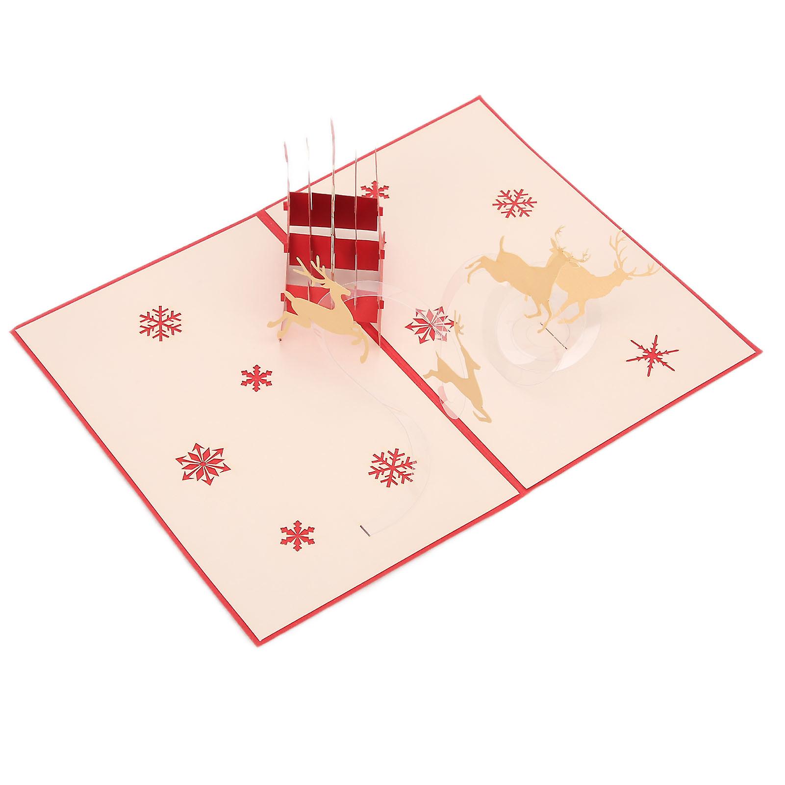 Greeting Card Three Dimensional Deer Cart Shape Christmas Decorative Paper with Envelope