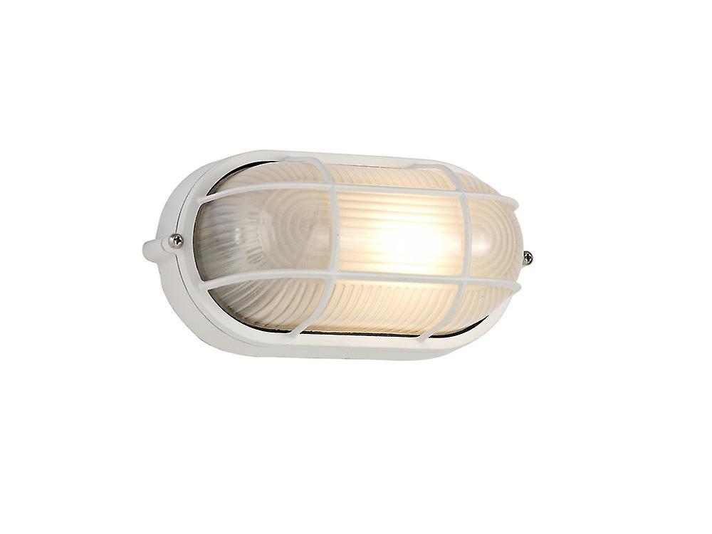 Inspired Deco  - Avon - Oval Wall, Ceiling Bulkhead Lamp 1 Light E27, IP44, White, Glass