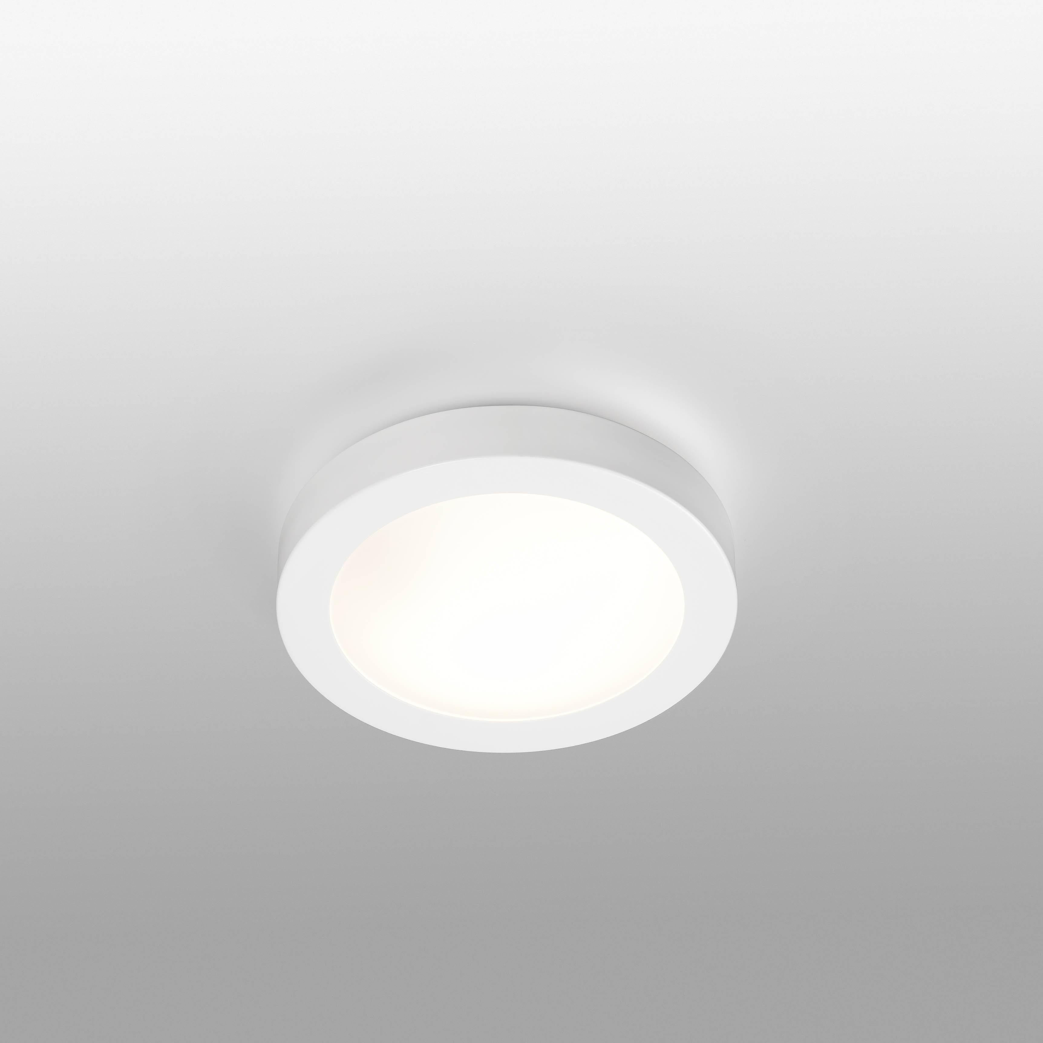 Logos 1 Light Small Round Bathroom Flush Ceiling Light White IP44, E27