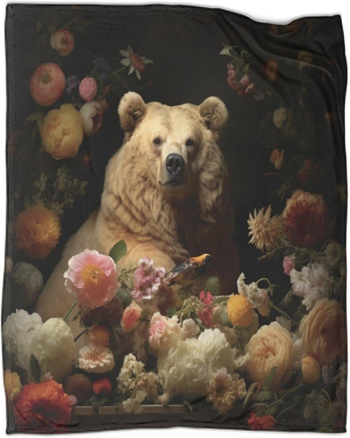 Blomma Och Panda Plysch Filt 3D-tryck Filt för barn Pojkar Vuxna Fleece Kasta Filt Mjuk Fuzzy Filt för bäddsoffa