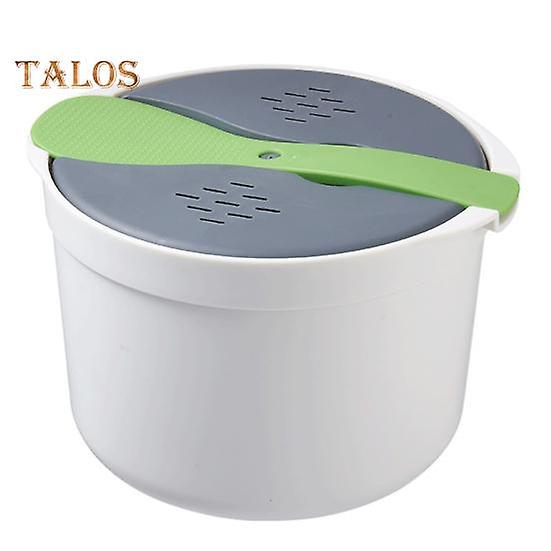 1 Set Microwave Rice Cooker Double Layer Storing Plastic Practical Portable Steaming Pot Lunch Box with Spoon Kitchen Cookware
