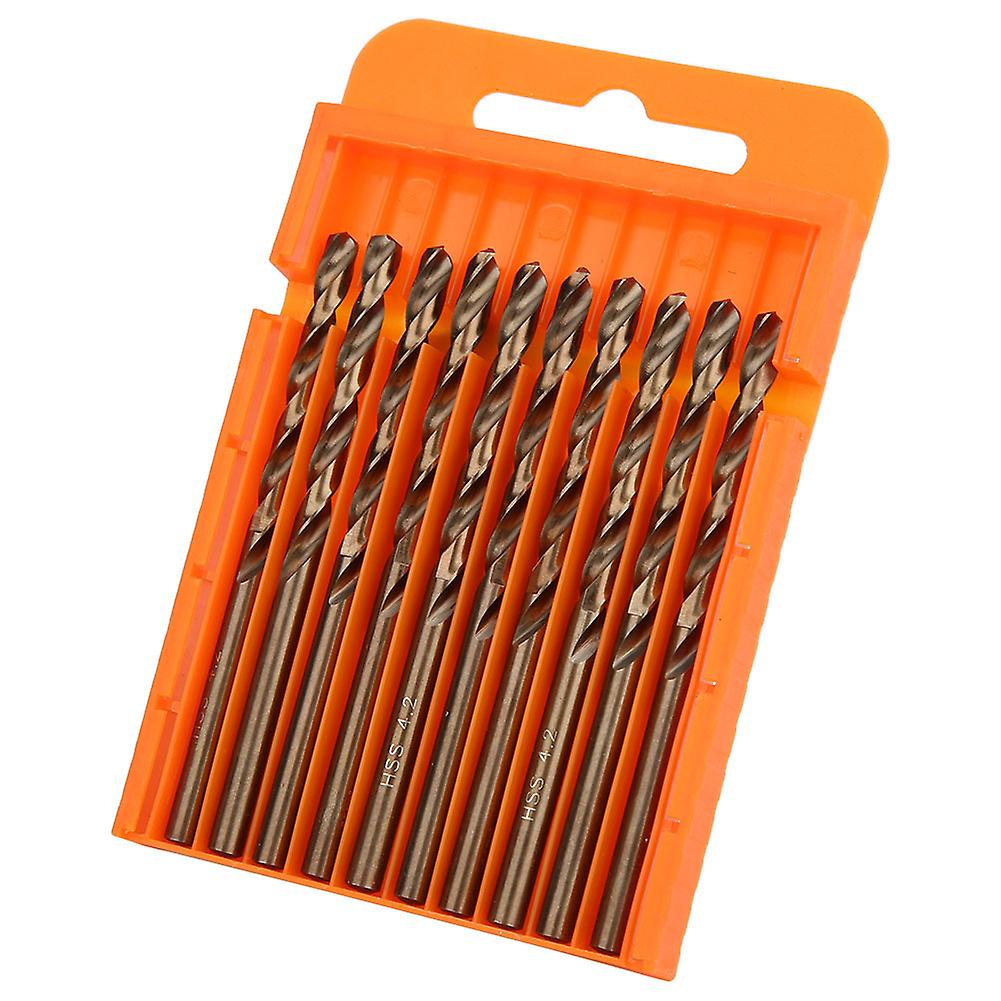 Qukaim HSS Drill Bits HSS Drill Bits, 10 Pcs Box, High Speed Steel Metal Drilling Tool, 4.2mm, Compatible with Power Tools, Precision Cutting