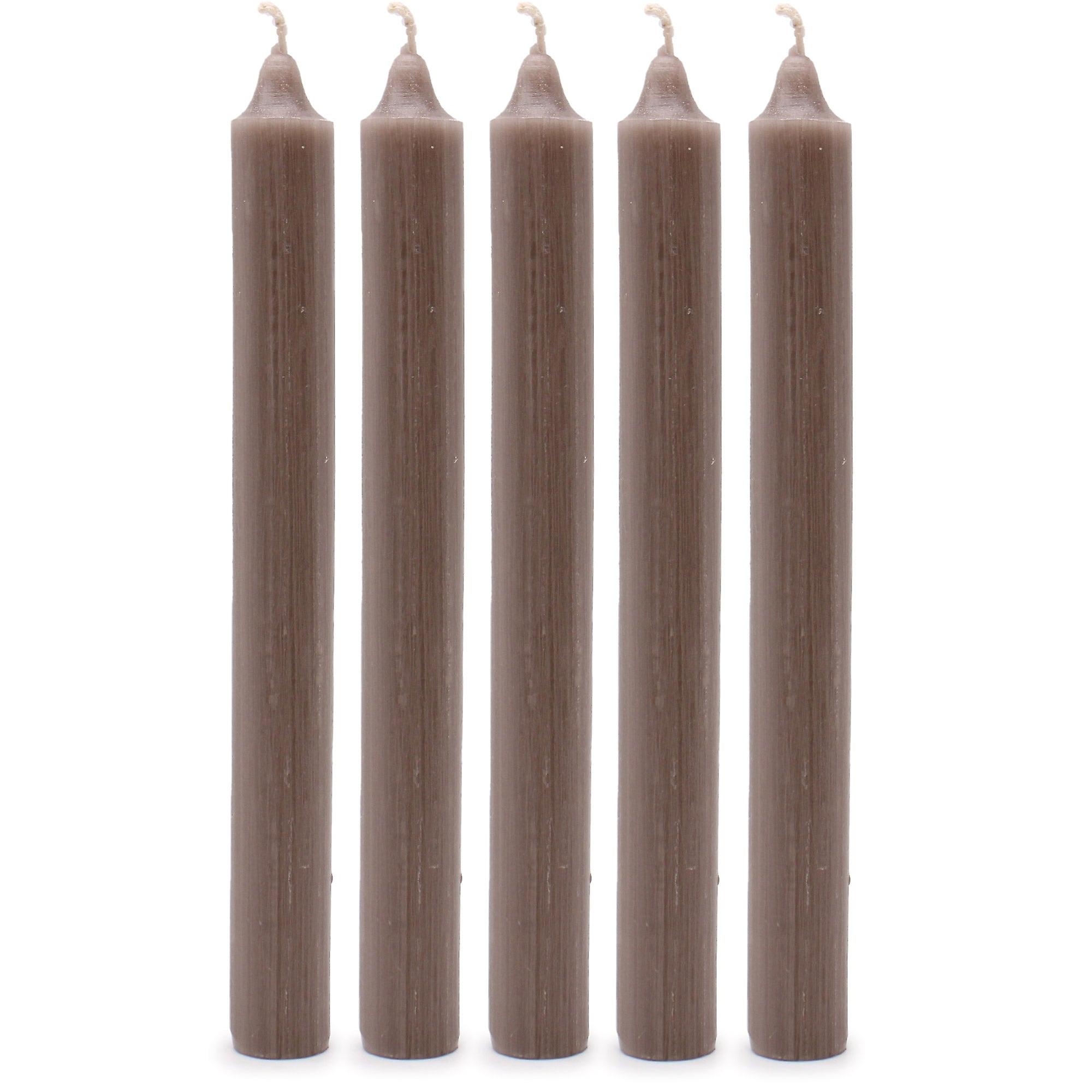 Pack Of 5 Rustic Taupe Solid Colour Dinner Candles
