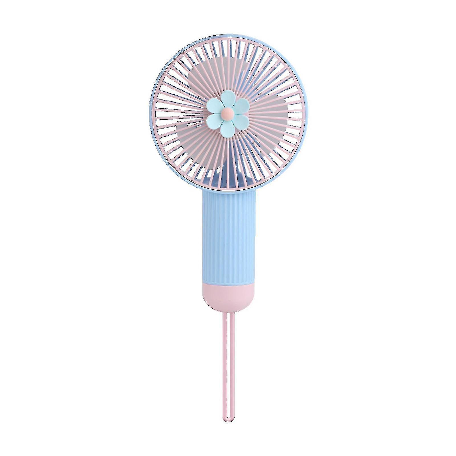 מאוורר ידני חכם קטן עם פרח קטן ושקוף מצויר בסגנון סטודנטיאלי עם טעינה באמצעות USB, מתנה לחג המולד