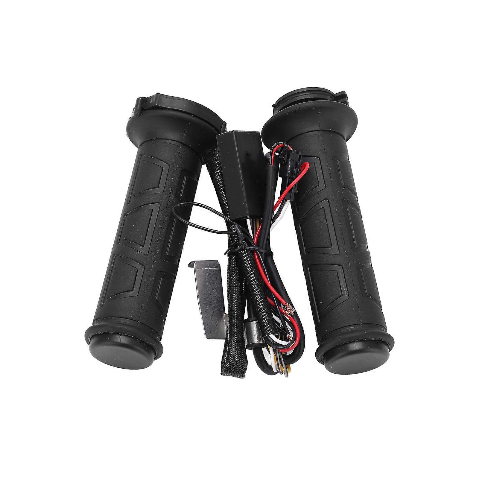 Pair 22mm/0.9in Motorcycle Heated Handlebar Grips Intelligent Temperature Control Black 12V 1535W NO.96557