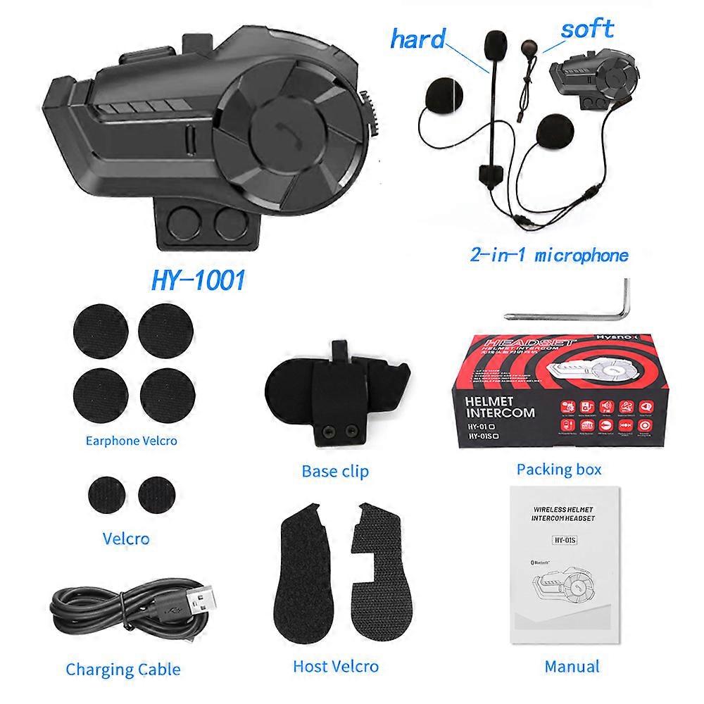 Motorcycle Bluetooth 5.1 Intercom Waterproof Helmet Headset with FM Radio 1000M Intercomunicador Moto Communicator for 3 Riders~9945