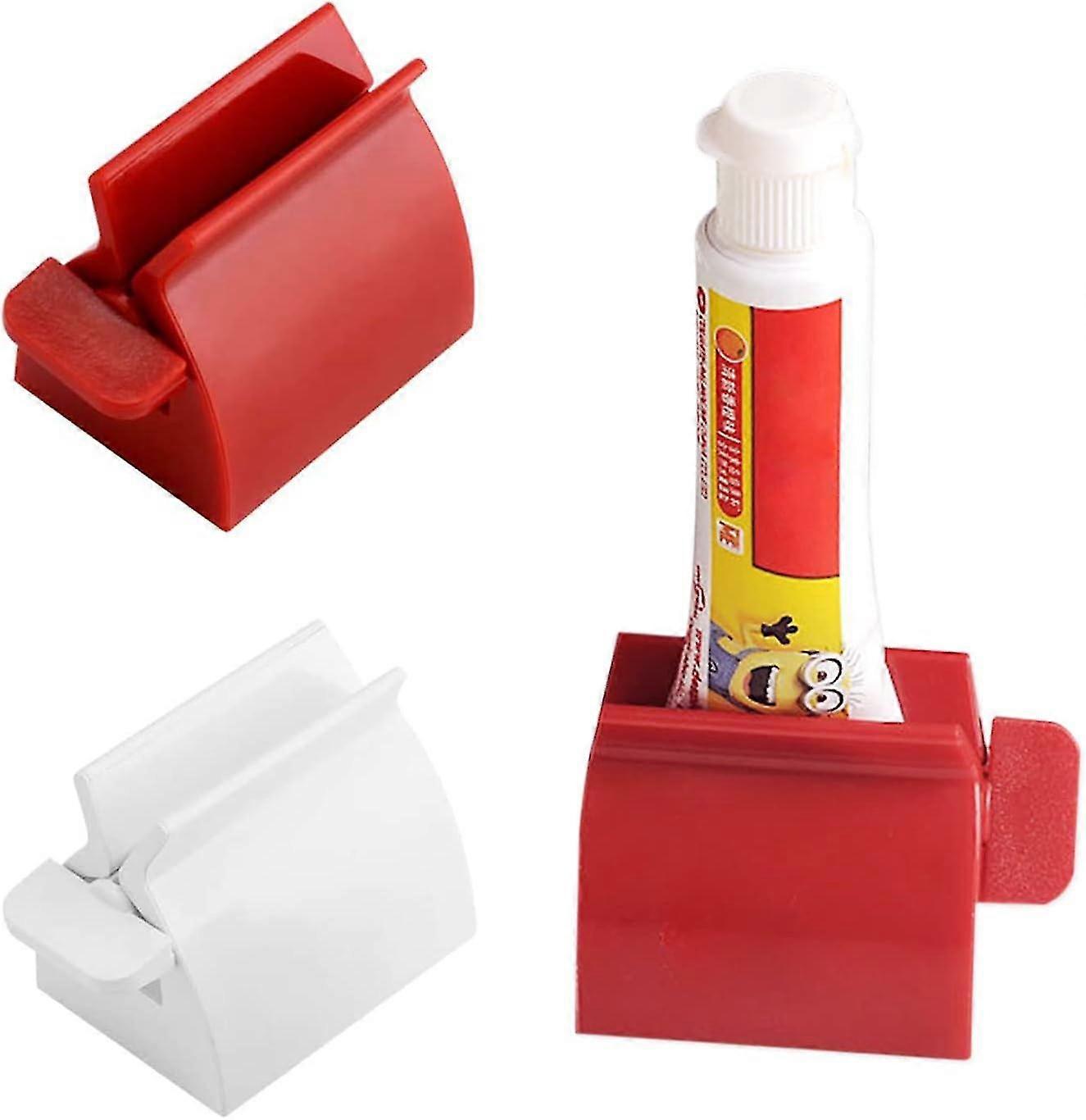 Pack Toothpaste Squeezer, Toothpaste Dispenser, Toothpaste Tube, Paint Tube Squeezer (white & Red)