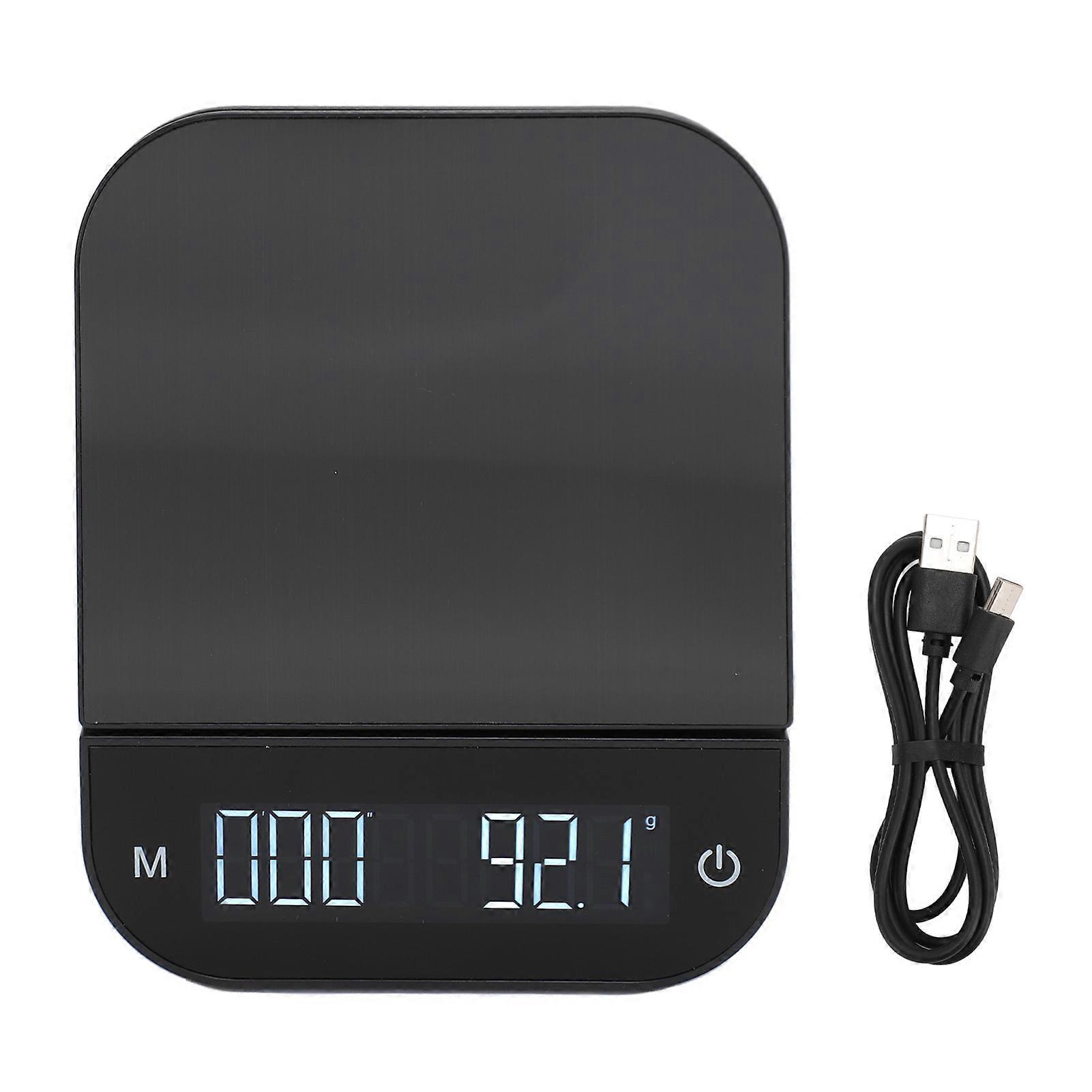 Kitchen Scale 0.1g to 6.6lb LED Display Touch Control Tare Function Automatic Timing Coffee Scale for Family Cooking